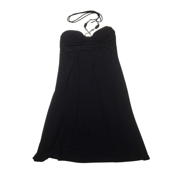 Vintage Sparkling Stars y2k Black Halter Summer Dress - Picture 1 of 8